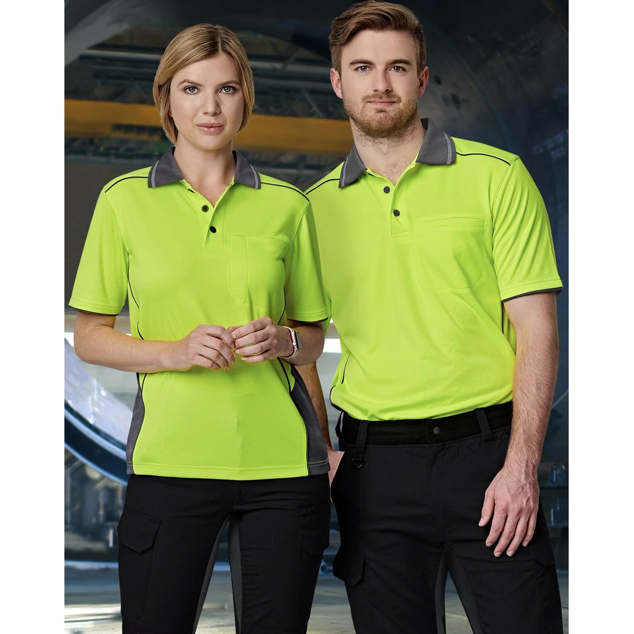 AIW Hi Vis Bamboo Charcoal Vented Polo - Image 8