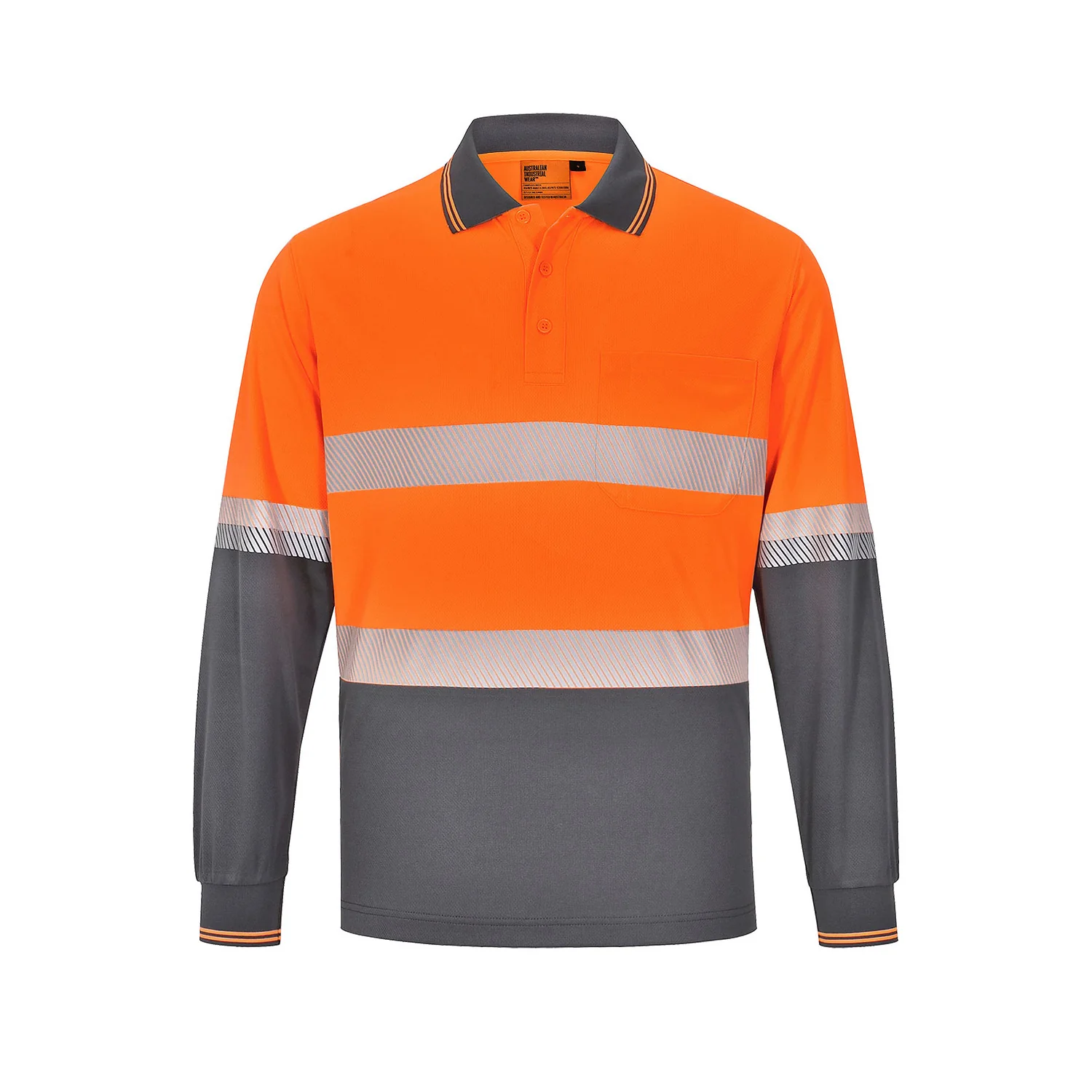 AIW Unisex Cooldry Segmented Tape L/S Polo - Image 7